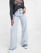 Stradivarius Super Wide Leg Jeans In Light Wash-blues