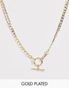 Regal Rose Gold Plated T Bar Curb Chain Necklace - Gold