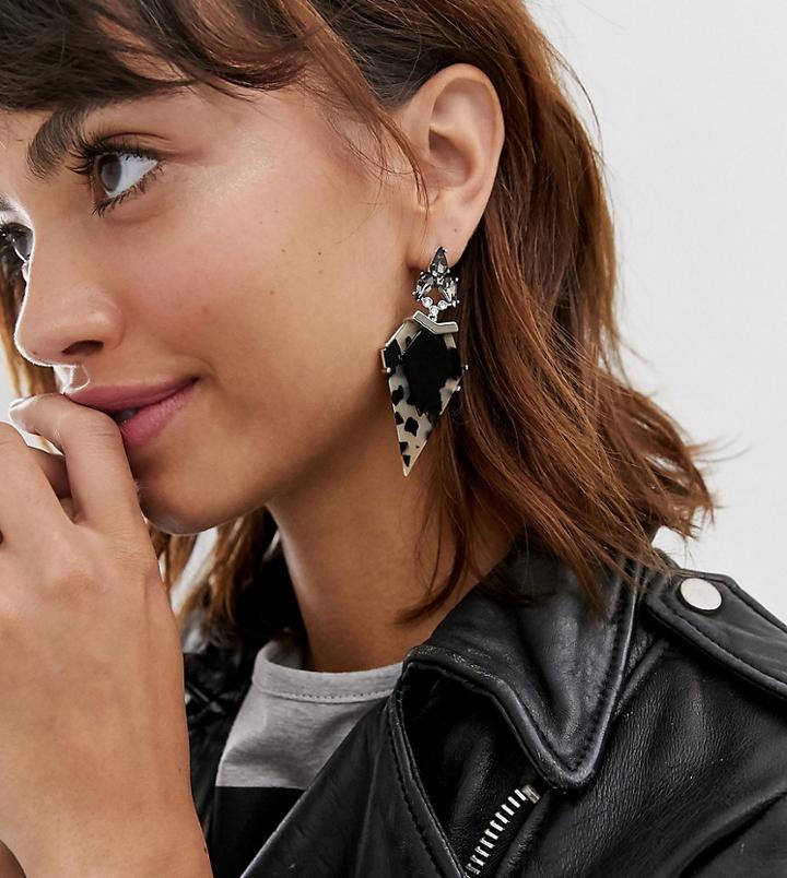 Ted Baker Resin Detail Crystal Statement Earrings-multi