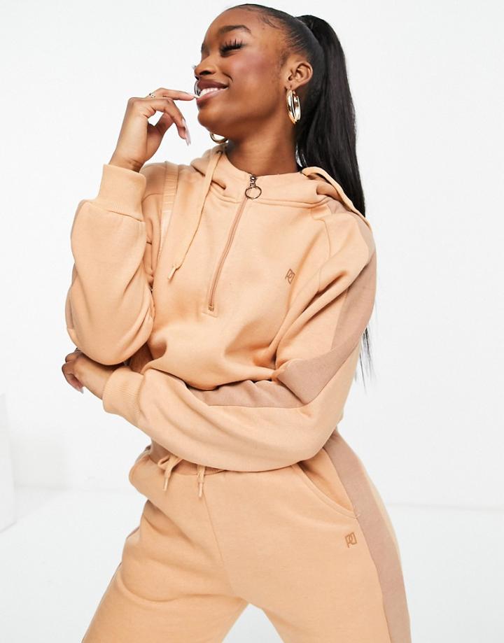 Pindydoll Hoodie And Sweatpants Set With Side Stripe In Beige-neutral