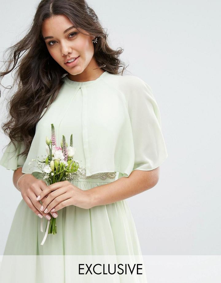 Tfnc Wedding Chiffon Cape Cover Up - Green