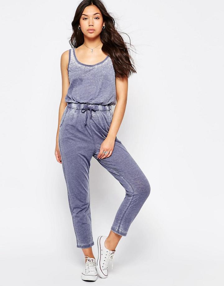Brave Soul Burn Out Jumpsuit - Denim