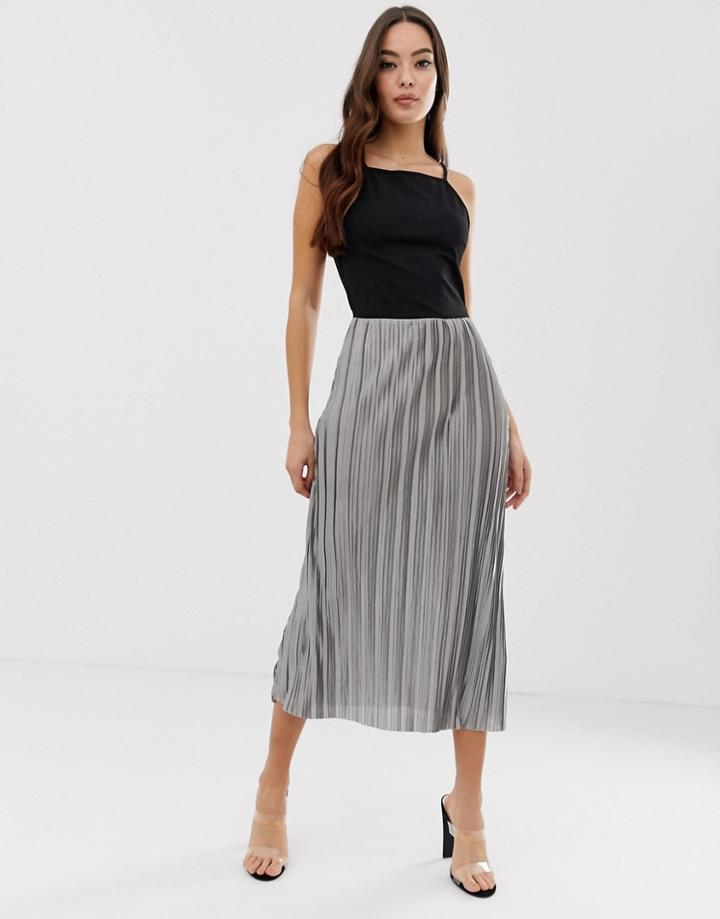 Ax Paris Pleated Midi Dress - Black