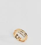 Asos Design Curve Ring With Vintage Style Triple Band In Gold - Gold