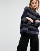 Paisie Oversized Ribbed Sweater In Stripes - Multi