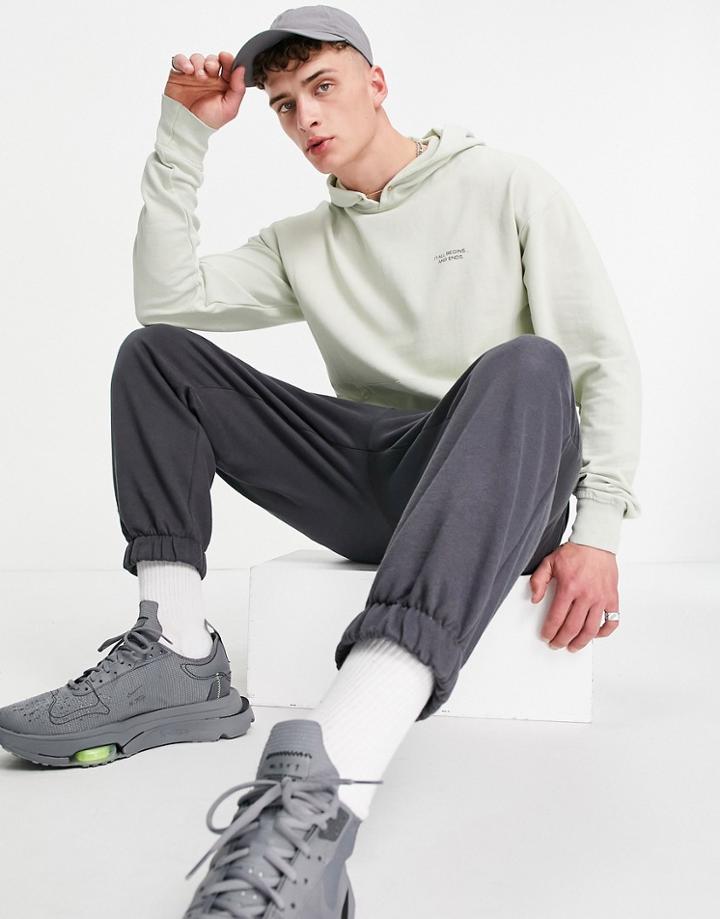 Night Addict Oversized Hoodie In Acid Sage - Part Of A Set-green