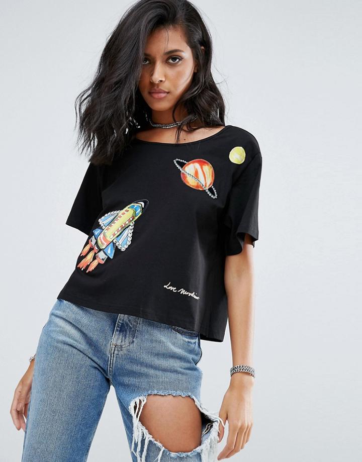 Love Moschino Rocketship T-shirt - Black