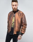 Asos Two Tone Bomber Jacket In Rust - Orange