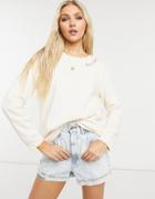 Oasis Love Slogan Sweatshirt In Off White