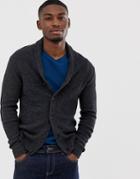 Selected Homme Organic Cotton Knitted Shawl Cardigan In Dark Gray