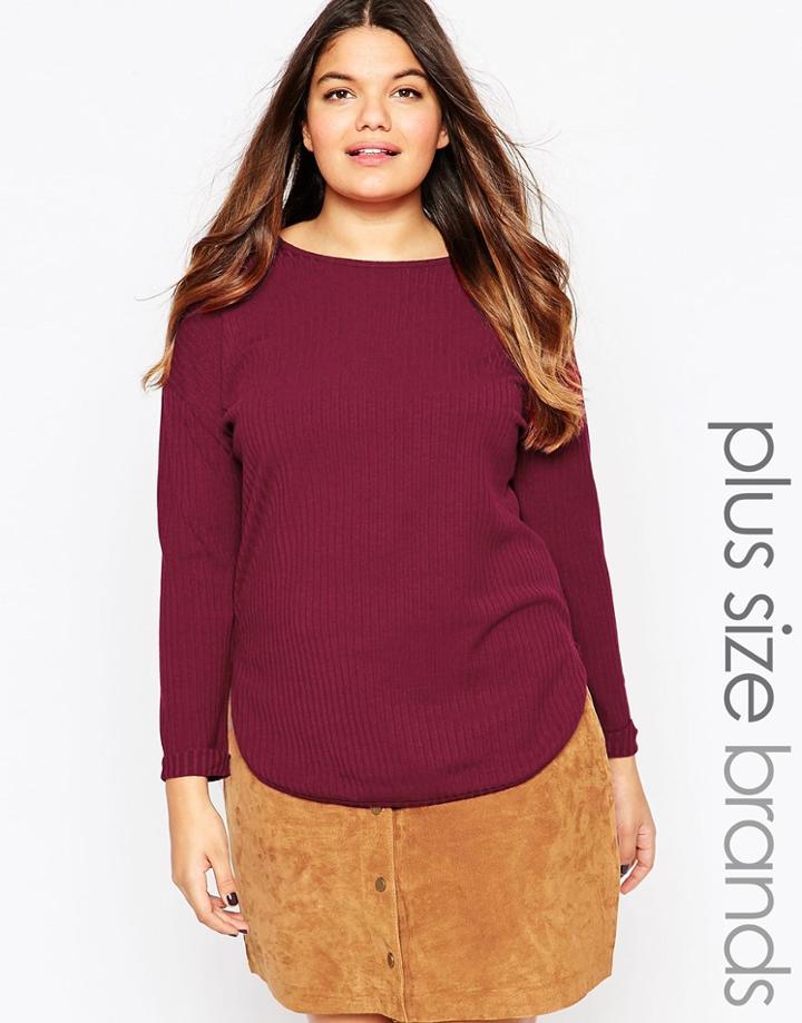 Brave Soul Plus Ribbed Sweater Dress - Red