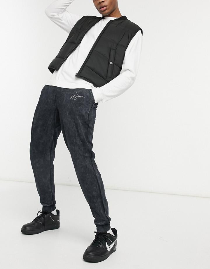 Asos Dark Future Coordinating Tapered Sweatpants In Washed Charcoal With Rib Cuff-black