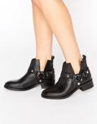 Asos Ancha Leather Cut Out Ankle Boots - Black