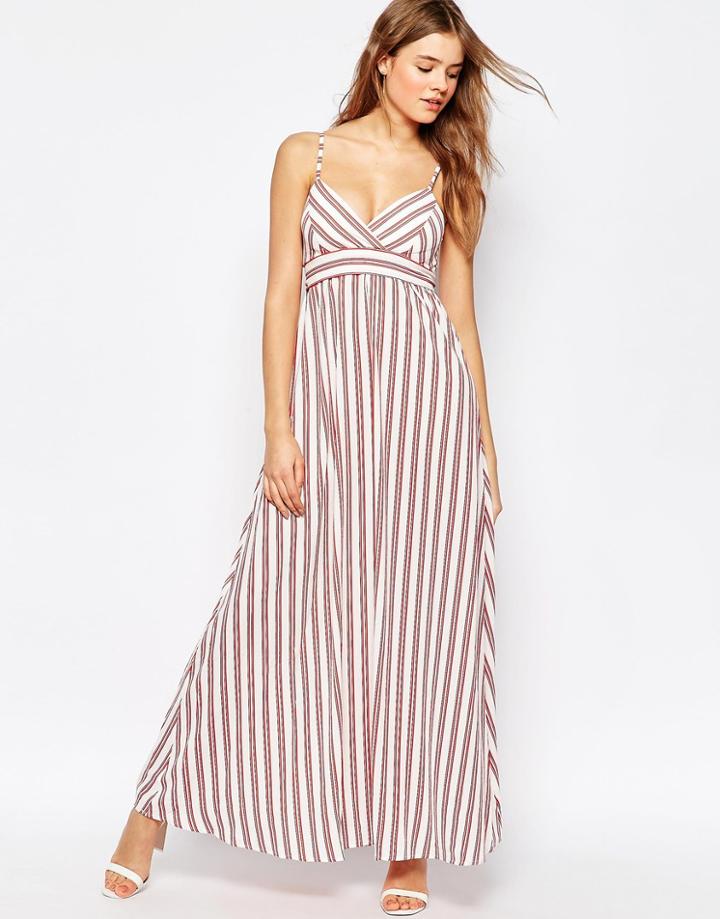 Traffic People Cami Maxi Dress In Stripe - Red