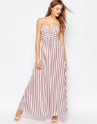 Traffic People Cami Maxi Dress In Stripe - Red