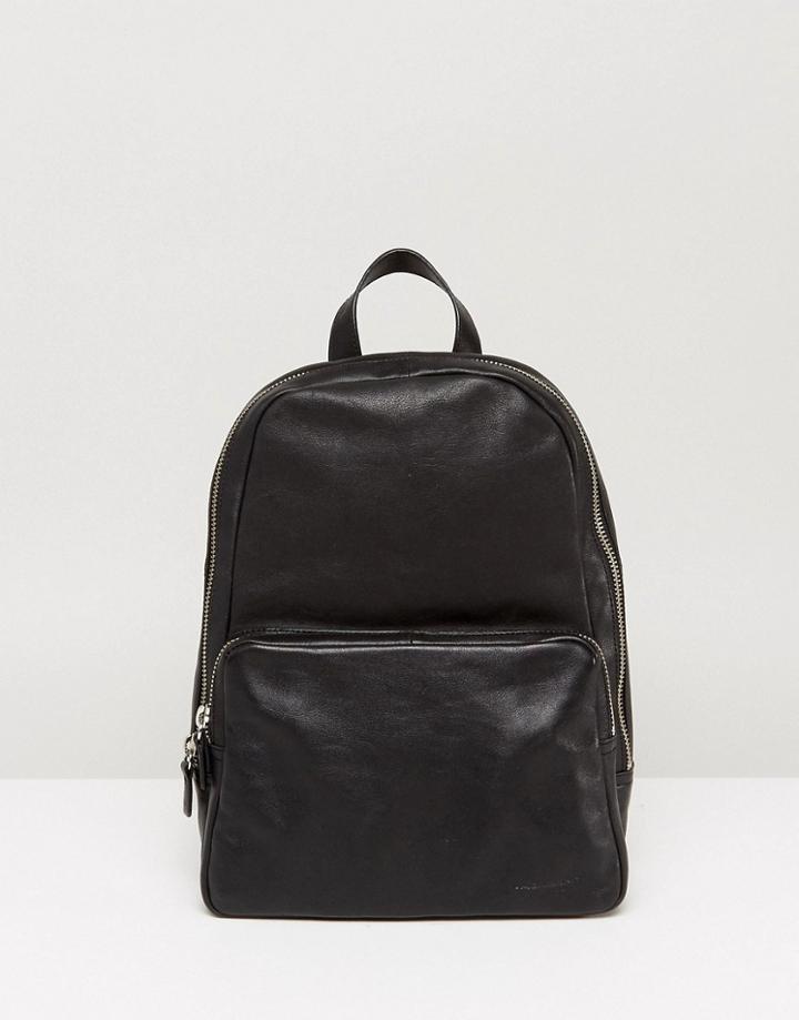 Vagabond Mini Leather Backpack In Black - Black
