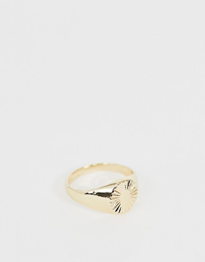Asos Design Vintage Style Signet Ring In Gold