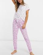 Loungeable Lilac Spot T-shirt With Leggings-purple