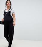 Asos Design Maternity Overall Jumpsuit In Jersey-black
