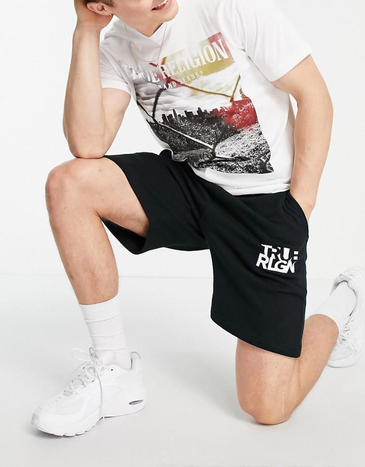 True Religion Logo Jersey Shorts-black