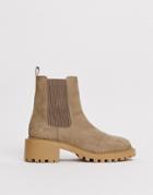 Asos Design Action Chunky Chelsea Boots In Taupe-beige