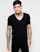 Lindbergh T-shirt With V Neck In Stretch Cotton - Black