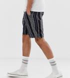 Asos Design Tall Slim Shorts In Navy Festival Stripe - Navy