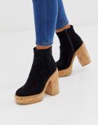 Asos Design Equator Cork Platform Boots In Black