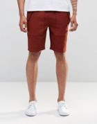 Asos Slim Shorts With Cargo Pockets In Rust - Rust