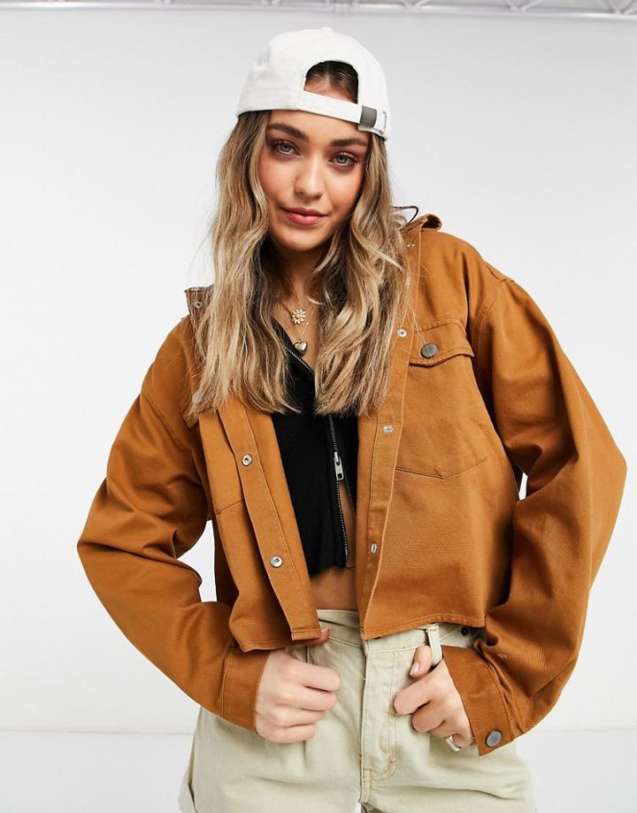 Monki Sloane Coordinating Suit Shacket In Brown