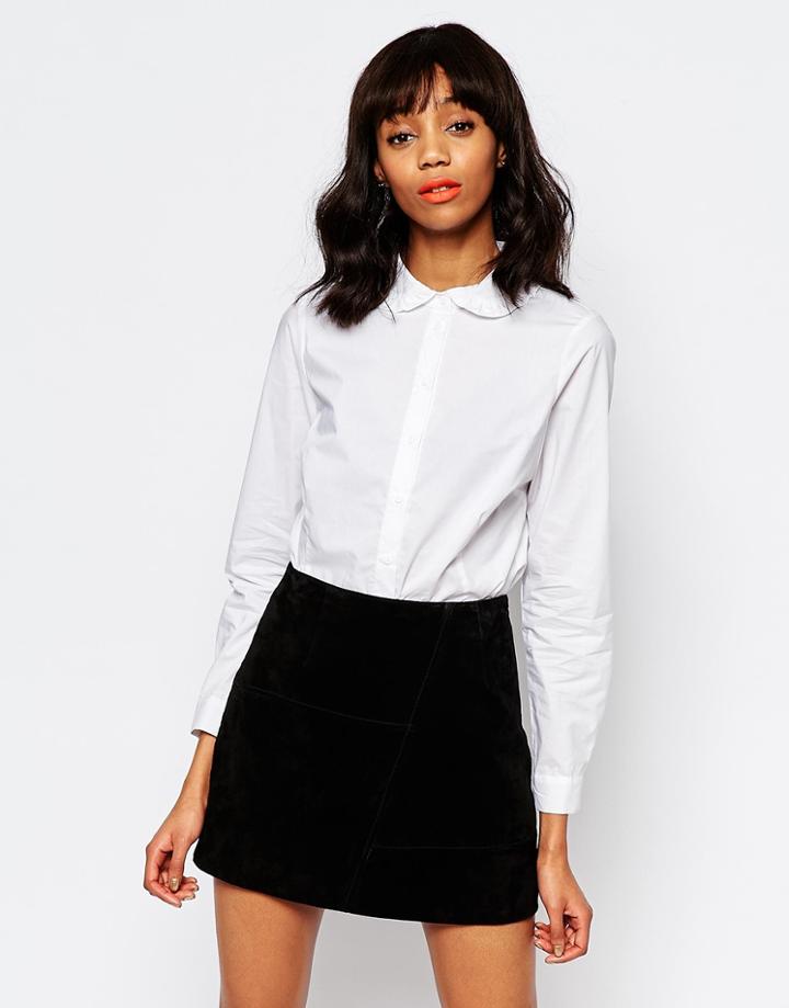 Monki Frill Collar Shirt - White
