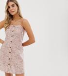 Prettylittlething Mini Dress With Cami Straps In Pink Floral - Pink