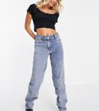Collusion X014 90s Baggy Mid Rise Dad Jeans In Washed Blue-blues