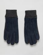 Dents Kendal Suede Gloves With Knitted Cuff - Navy