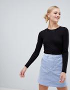 Monki Long Sleeve Soft Touch Jersey Top - Black