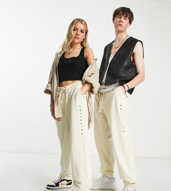 Collusion Unisex Logo Sweatpants In Light Green