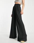 Unique21 High Waisted Wide Leg Pants In Black