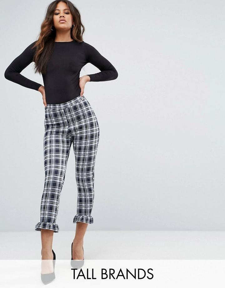 Missguided Tall Check Frill Hem Leggings - Multi