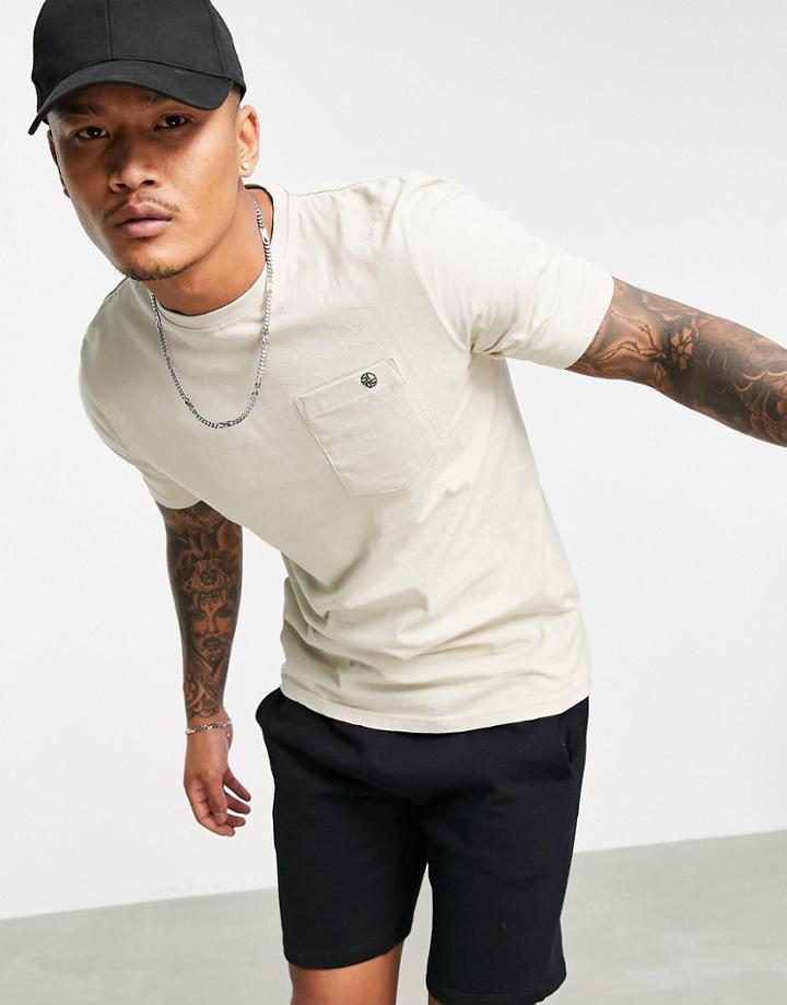 Soul Star Logo Pocket T-shirt In Stone-neutral