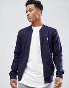 Le Breve Zip Bomber Sweat - Navy