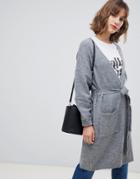 Stradivarius Pocket Midi Length Cardigan In Dark Gray - Gray