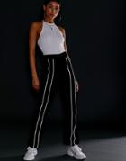 Asos Design Sporty Piped Flare Pants With Reflective Tape-black