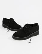 Asos Design Minus Chunky Lace Up Flat Shoes - Black
