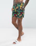 Napapijri Vail Swim Shorts Large Floral Print In Navy - Navy