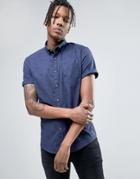 Asos Slim Shirt With Palm Tree Print - Navy