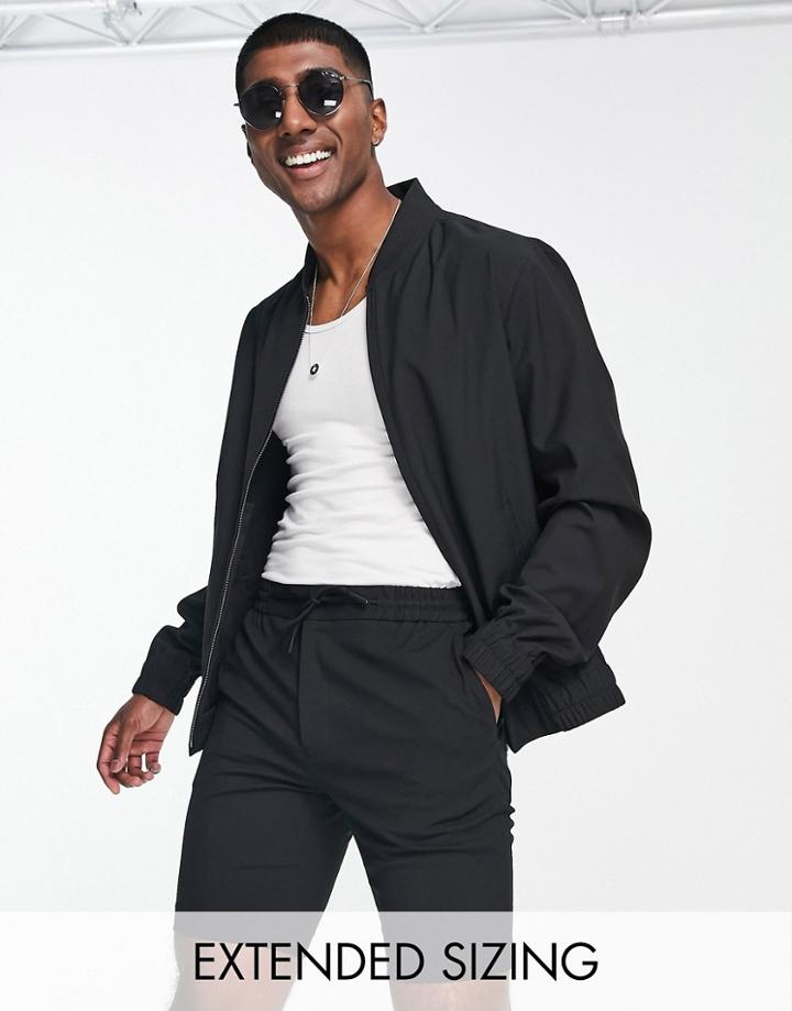 Asos Design Smart Bomber Jacket In Black - Part Of A Set