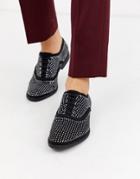 Asos Design Lace Up Dress Shoes In Black Velvet With All Over Studs