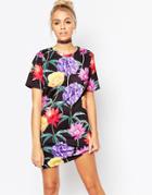 Jaded London Wallpaper Floral T-shirt Dress - Multi