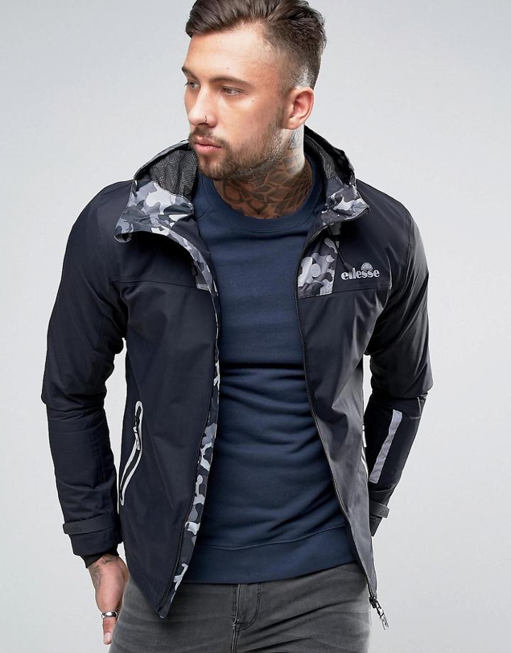 Ellesse Lightweight Jacket With Camo Reflective Print - Black