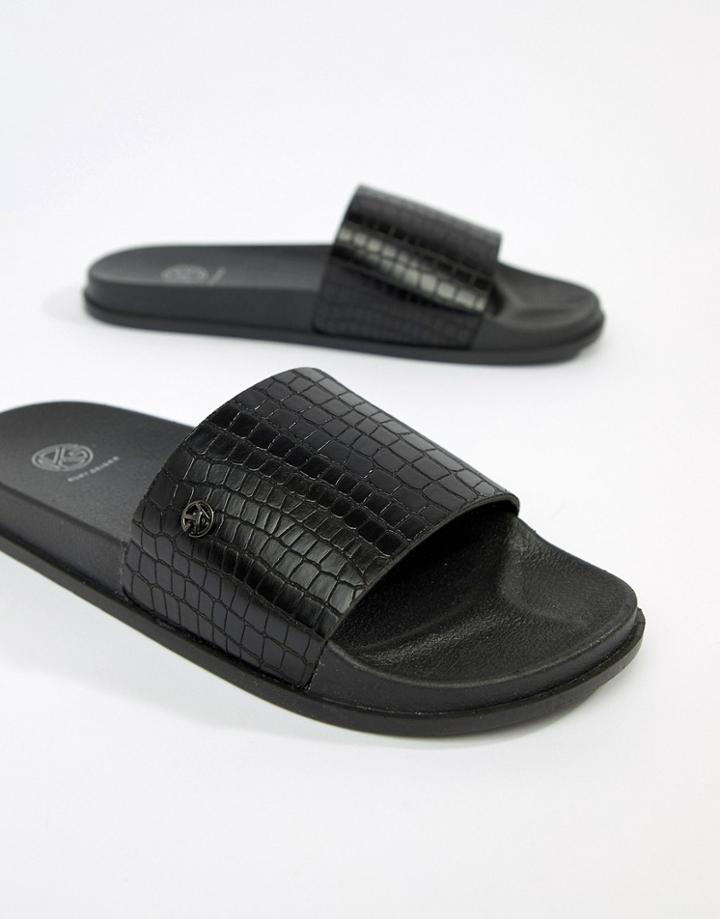 Kg By Kurt Geiger Slider Flip Flops In Snake - Black